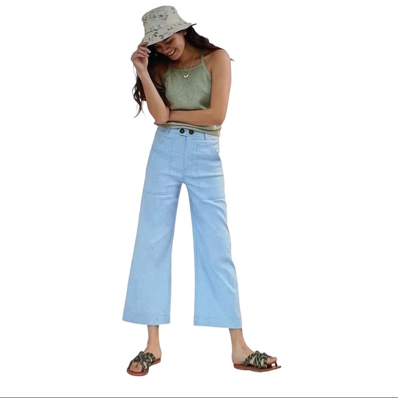 Anthropologie Pants - MAEVE ANTHROPOLOGIE Womens Colette High Waist Cropped Wide Leg Pants Blue Size 0